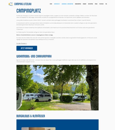 Mockup der Website des Campingplatzes